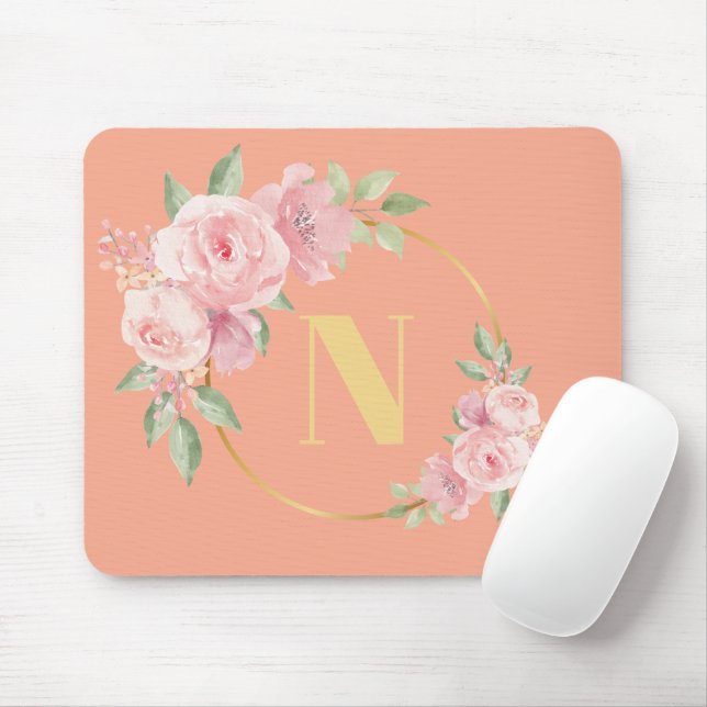 Schöner Blumenring mit Anfangsloge Mousepad (Mit Mouse)