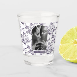 Schöner Botanischer Hochzeitsplatz Foto mit Namen Schnapsglas