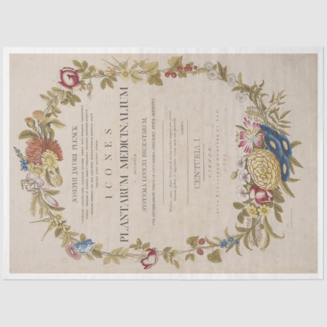 Schöner botanischer Kranz mit Skript Seidenpapier (Vorderseite)