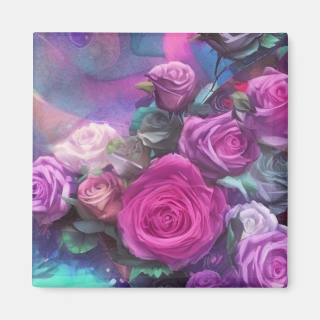 Schöner Bouquet mit Rose Magnet (Vorne)