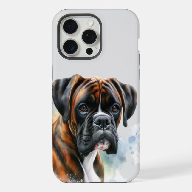 Schöner Boxer Hund in Wasserfarbe iPhone 15 Pro Max Hülle (Rückseite)