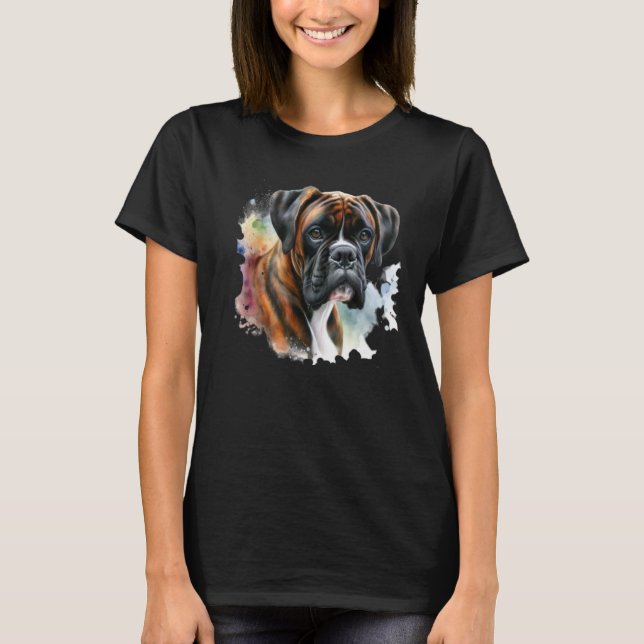 Schöner Boxer Hund in Wasserfarbe T-Shirt (Vorderseite)