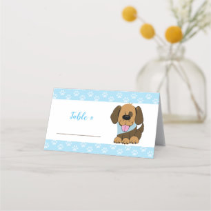 Schöner, brauner Puppy-Buffet-Zelt-Tisch Platzkarte