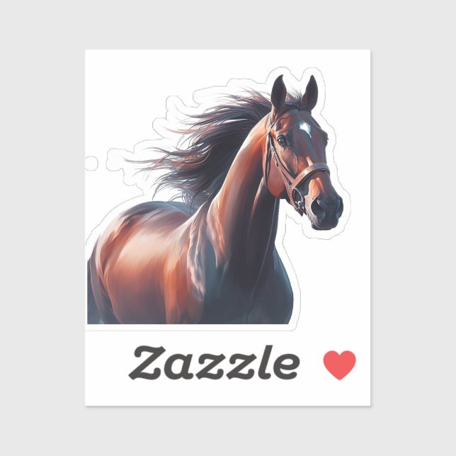 Schöner Brown Horse Individuelle Name Aufkleber (Blatt)