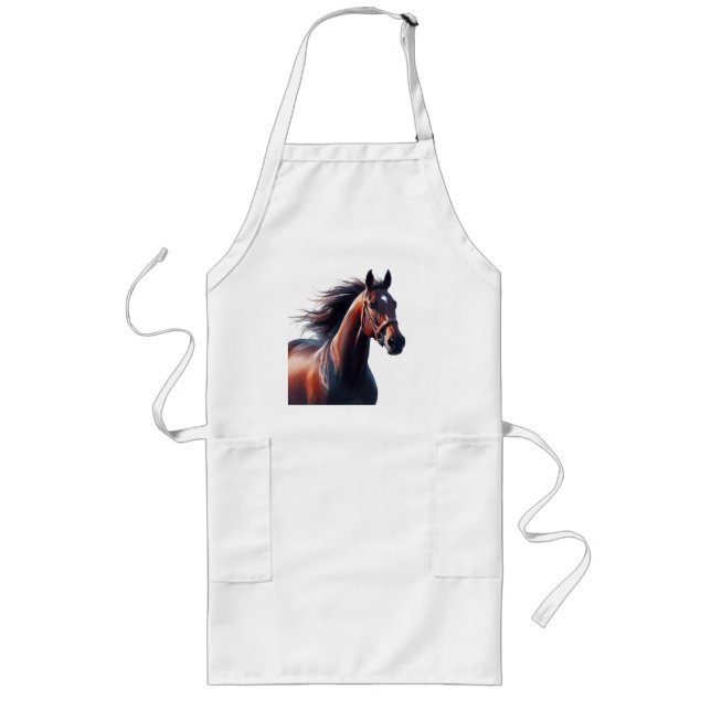 Schöner Brown Horse Individuelle Name Lange Schürze (Vorne)