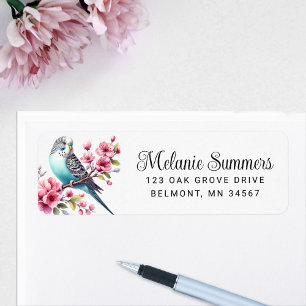 Schöner Budgie mit rosa Blume Rücksendeadresse