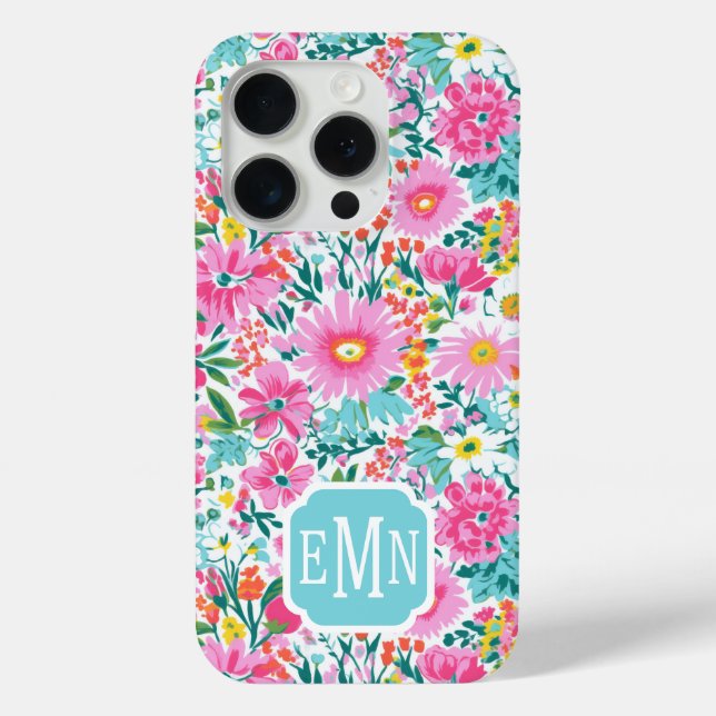 Schöner Bunter Garten Monogrammiert Case-Mate iPhone Hülle (Rückseite)