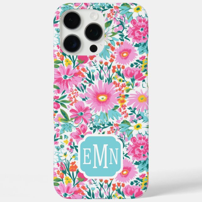 Schöner Bunter Garten Monogrammiert  iPhone 16 Pro Max Hülle (Rückseite)