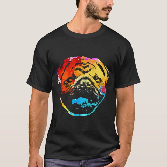SCHÖNER BUNTER MOPSHUND T-Shirt (Vorderseite)