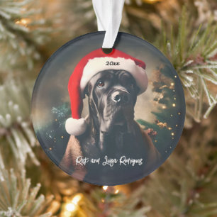 Schöner Cane Corso mit Weihnachtsmannmütze Ornament