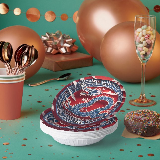 Schöner chinesischer Drache Neujahr 2024 PPB2-Papi Pappteller (Multi)