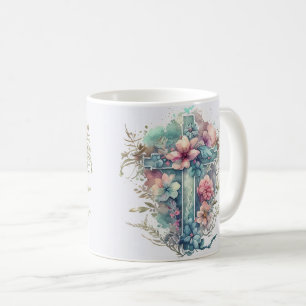 Schöner Christlicher Osterkreuzkaffee in Wasserfar Kaffeetasse
