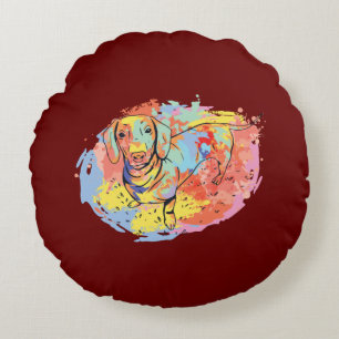 Schöner Dachshund-Hund Rundes Kissen