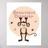 Schöner Desaster Kawaii Funny Monkey Pink Brown