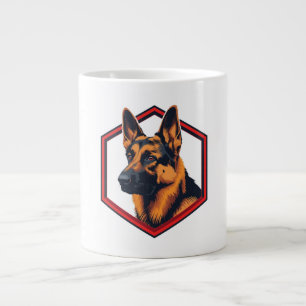 Schöner Deutscher Schäferhund in einem sechseckige Jumbo-Tasse