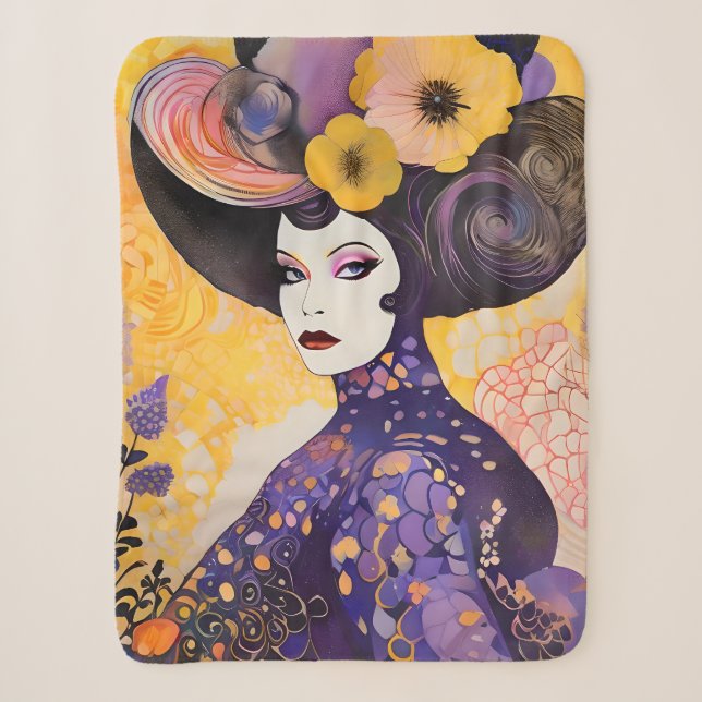 Schöner Drag Queen Klimt Style Sherpadecke (Vorderseite)