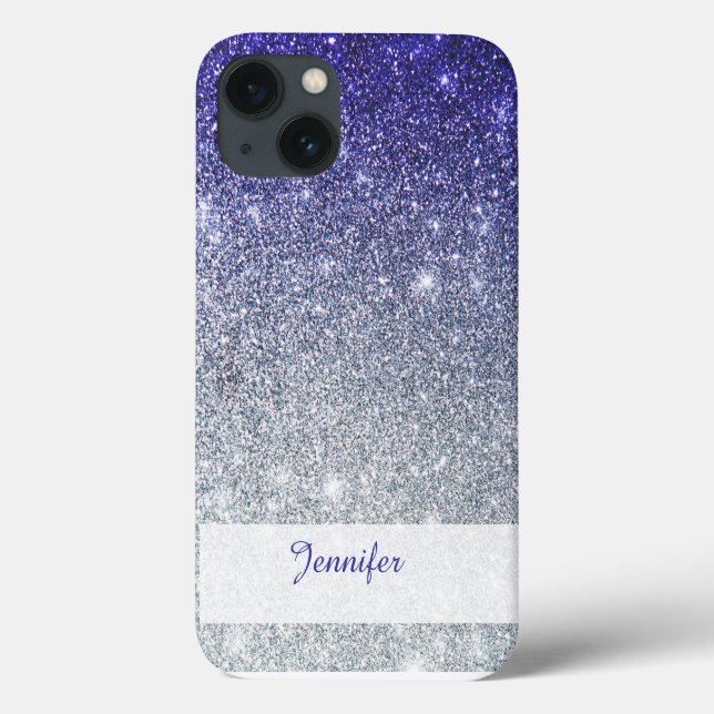 Schöner Dunkelblau Lila Glitzer Ombre iPhone Ca Case-Mate iPhone Hülle (Rückseite)
