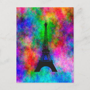 Schöner Eiffelturm Paris farbenfroher Stoffeffekt Postkarte