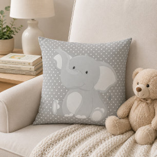Schöner Elefant Grau und Weiß Polka Dot Kissen