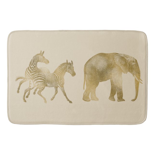 Schöner Elefant u. Zebras Badematte (Vorderseite)