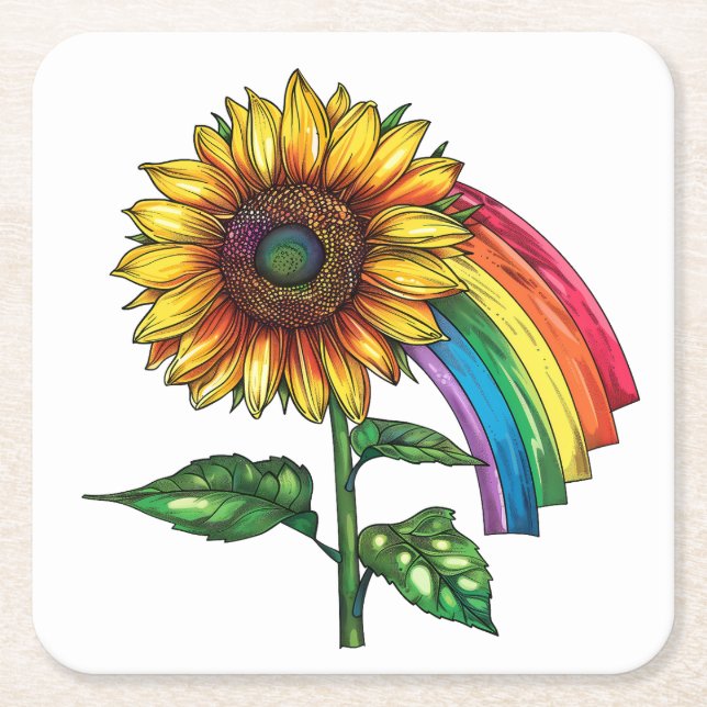 schöner eleganter Druck mit Sonnenblume Rechteckiger Pappuntersetzer (Vorderseite)