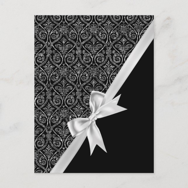 Schöner eleganter, trendiger schwarz-weißer Damast Postkarte (Vorderseite)