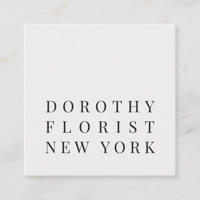 Schöner eleganter, weißer, minimalistischer Floris Quadratische Visitenkarte (Vorderseite)