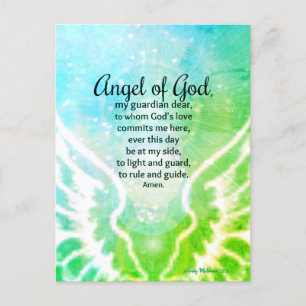Schöner Engel Gottes Gebet Bright Green Blue Postkarte