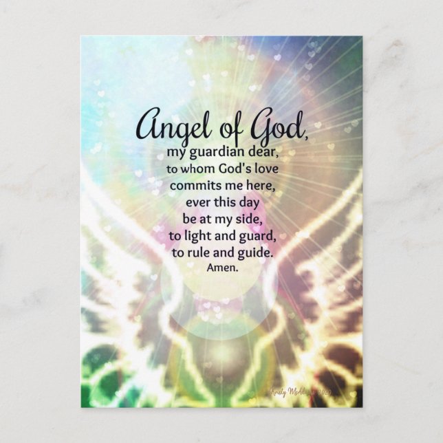 Schöner Engel Gottes Gebet Wings Green Blue Postkarte (Vorderseite)