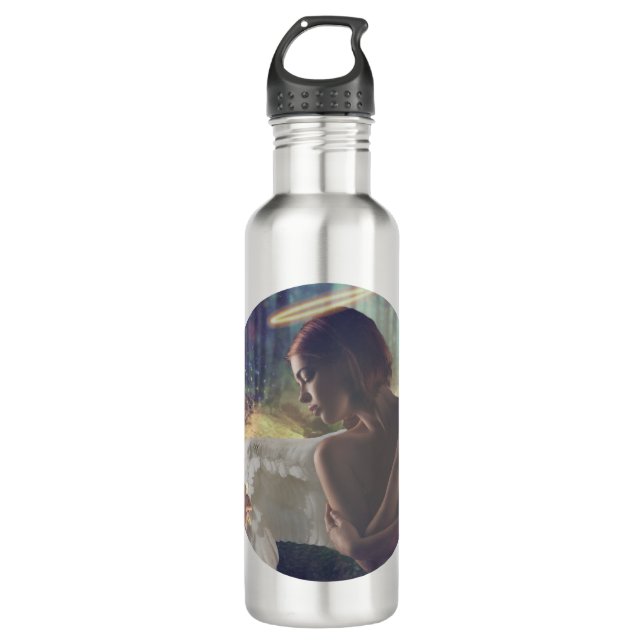 Schöner Engel mit Faiasy Fantasy Art Edelstahlflasche (Vorderseite)