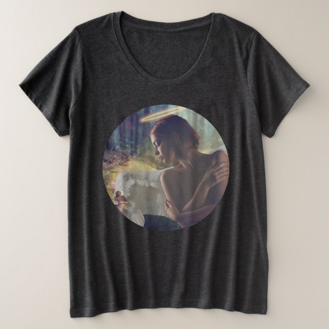 Schöner Engel mit Faiasy Fantasy Art Große Größe T-Shirt (Design vorne)