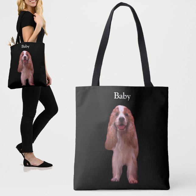 Schöner englischer Cocker Spaniel Dog auf Black Tasche (Von Creator hochgeladen)