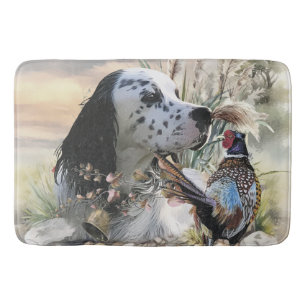 Schöner englischer Setter mit Pheasant , Kunst Badematte