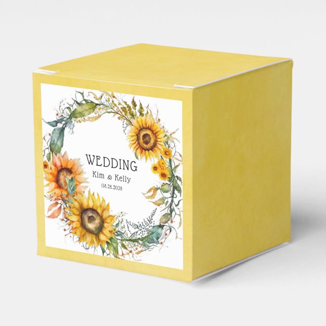 Schöner Fall Sonnenblumen Luftblumenhochzeit Geschenkschachtel (Vorderseite)