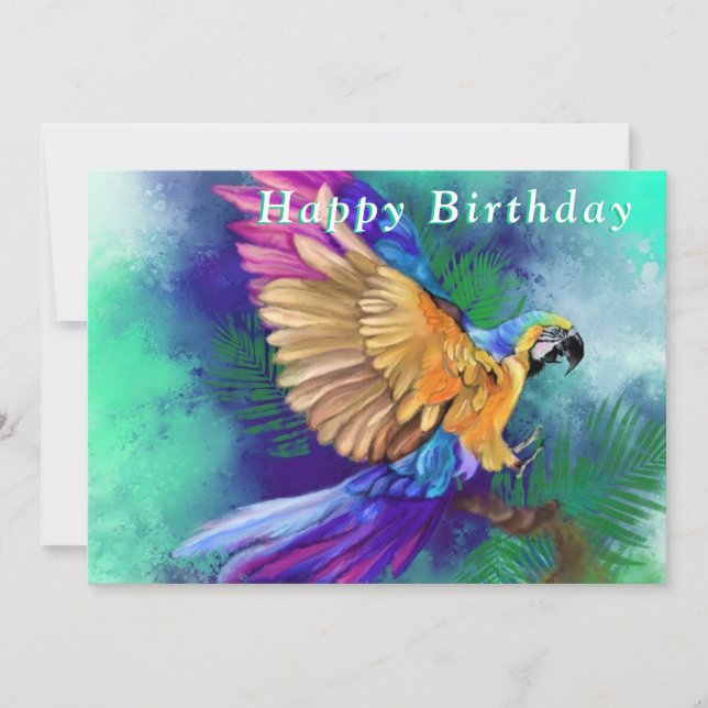 Schöner farbenfroher Papagei - Happy Birthday - (Vorderseite)
