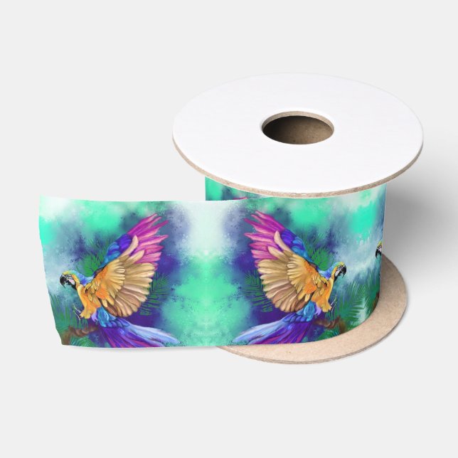 Schöner farbenfroher Parrot Ribbon Satinband (Spule)