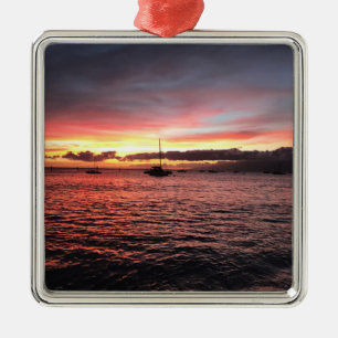 Schöner Feriensonnenuntergang Mauis Hawaii Silbernes Ornament