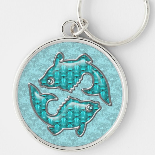 Schöner Fisch-Fischeaquamarine-Schlüsselkette Schlüsselanhänger (Vorne)