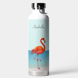 Schöner Flamingo am Strand Trinkflasche