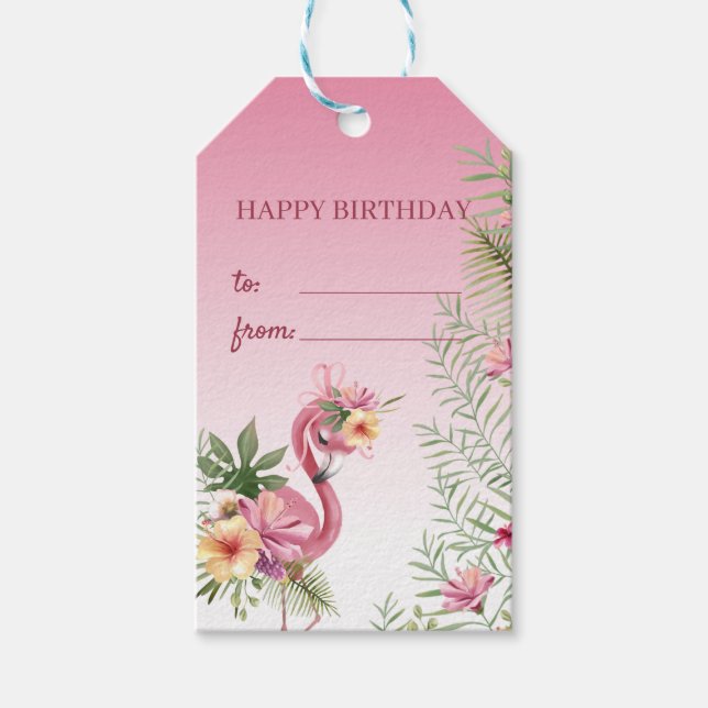 Schöner Flamingo Geschenkanhänger (Vorderseite)