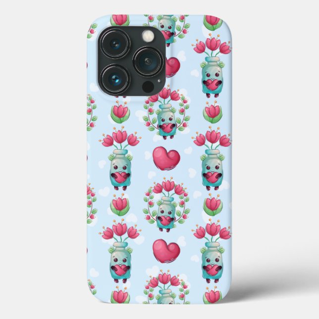 Schöner floral Mason Jar Hearts Muster Case-Mate iPhone Hülle (Rückseite)