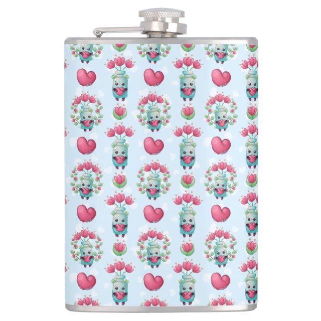 Schöner floral Mason Jar Hearts Muster Flachmann (Vorderseite)