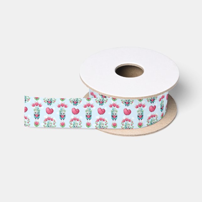 Schöner floral Mason Jar Hearts Muster Satinband (Spule)