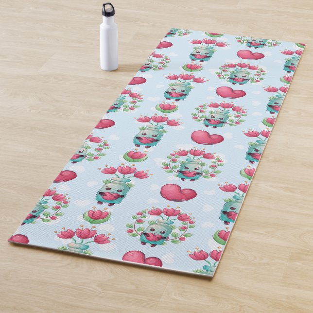 Schöner floral Mason Jar Hearts Muster Yogamatte (Beispiel)