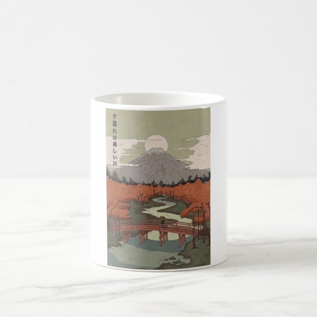 Schöner Fluss bei Dämmerung Kaffeetasse (Mittel)