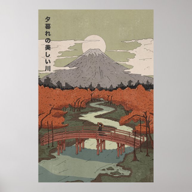 Schöner Fluss bei Dämmerung Poster (Vorne)