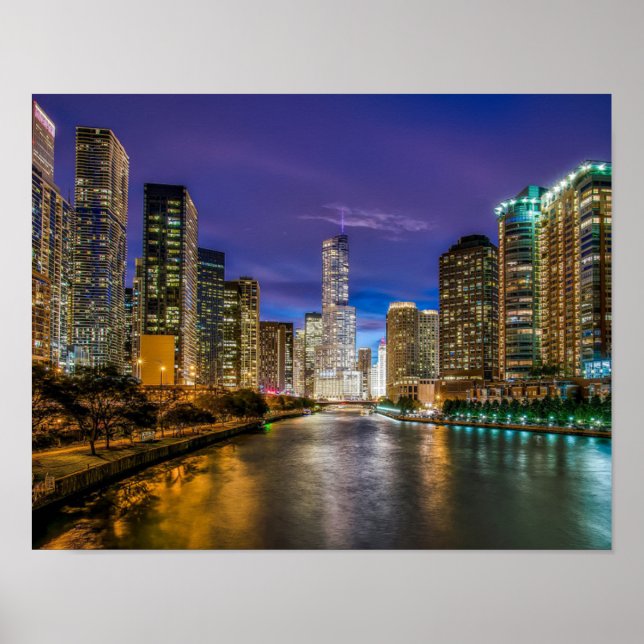 Schöner Fluss Chicago bei Sunset, Illinois Poster (Vorne)