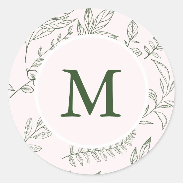 Schöner Foliendruck Monogram Blush Holiday Runder Aufkleber (Vorderseite)