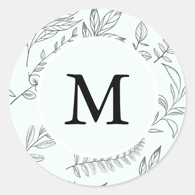 Schöner Foliendruck Monogram Minze Holiday Runder Aufkleber (Vorderseite)