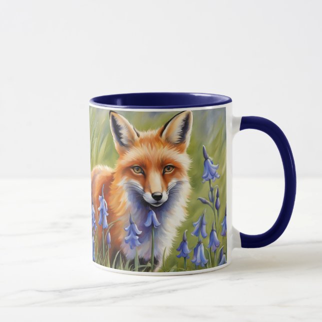 Schöner Fox auf Bluebell-Wiese Tasse (Rechts)